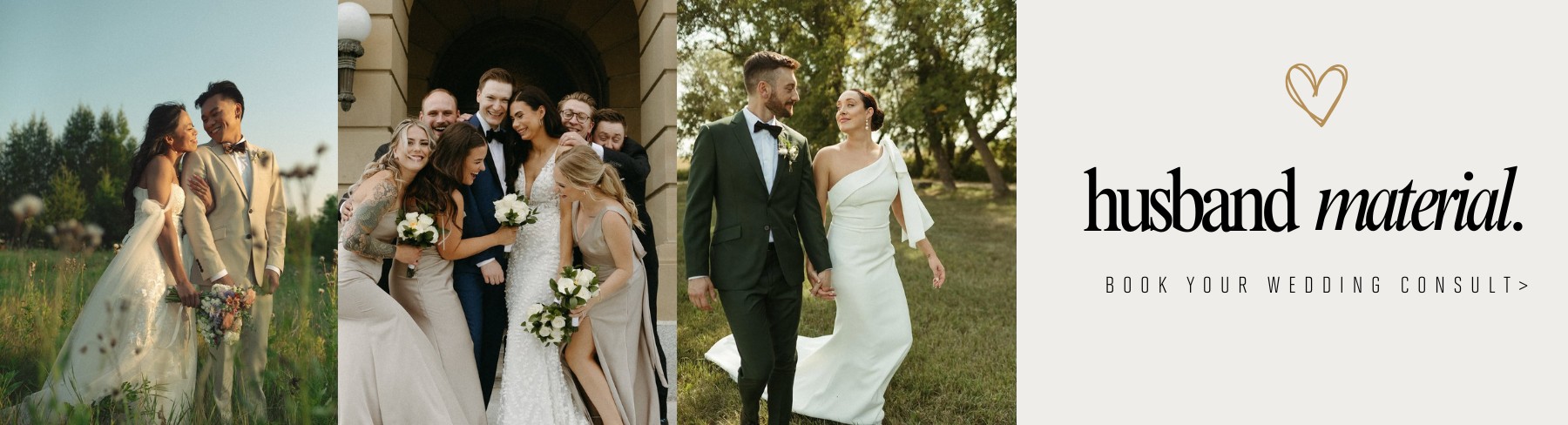 A collection of wedding moments featuring grooms in custom Eph Apparel suits, surrounded by love and celebration.